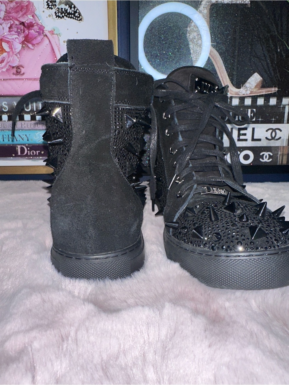J75 By Jump Zambia Black Studded Spike High Top Sneakers Men’s Size 9 EU 42 - Picture 5 of 11